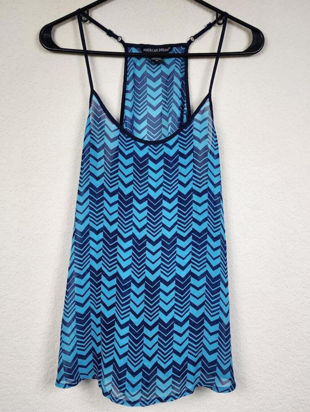 American Dream Medium Sheer Blue Tank Top